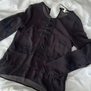 Navy Lace Detail Blouse